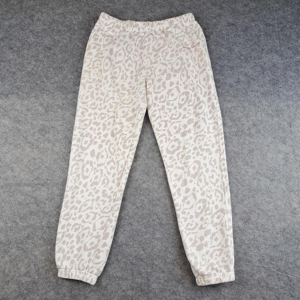 Spiritual Gangster Pants Womens XS White Leopard Print Joggers 100% Cotton